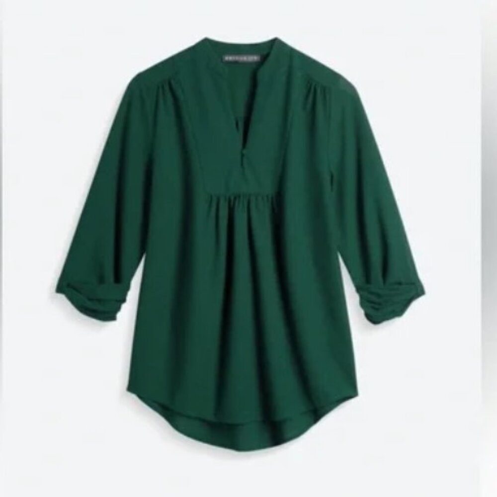 Brixon Ivy split neck top, dark green, Size L